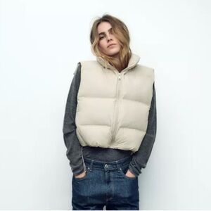 Zara Cropped Puffer Vest